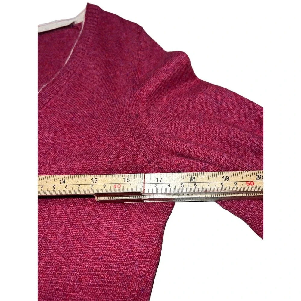 Banana Republic Women V-Neck Double Trim Sweater Sz L Pink‎ Cashmere/Wool Blend